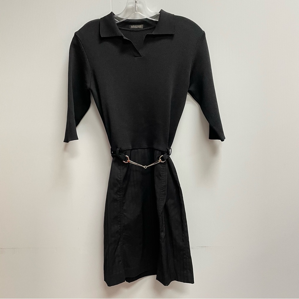 RÉSUMÉ WITH MIWHA HONG BLACK BELTED HORSE BIT DRESS SZ SMALL